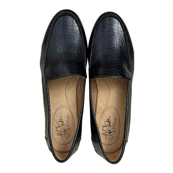LifeStride Soft System Black Faux Croc Embossed Loafers Women’s Size 8M - Picture 3 of 11
